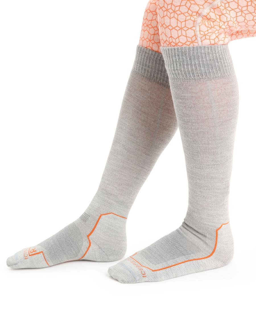 Chaussettes Icebreaker Merino Ski+ Ultralight Over the Calf Femme Blanche Grise | FR 1442RVDW